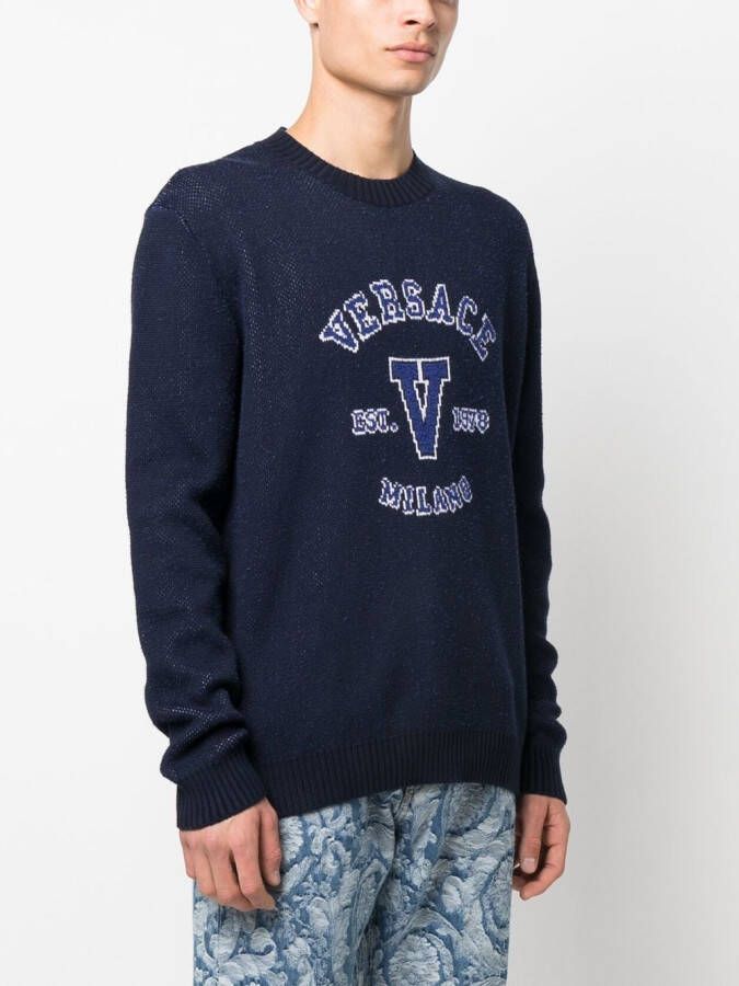 Versace Intarsia trui Blauw