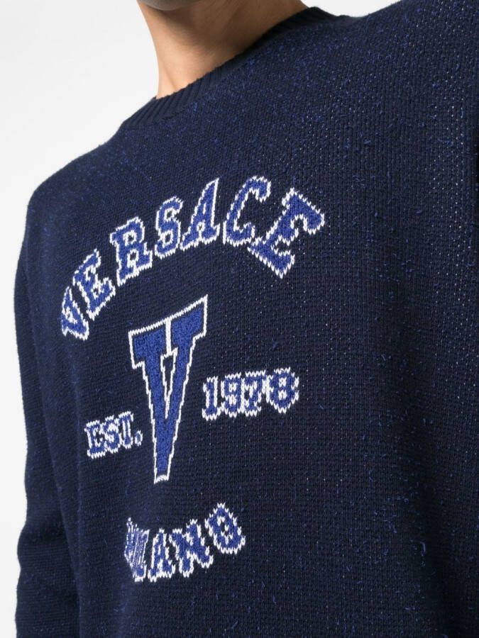 Versace Intarsia trui Blauw