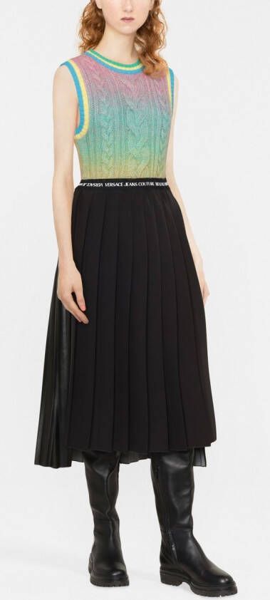 Versace Jeans Couture Asymmetrische plooirok Zwart