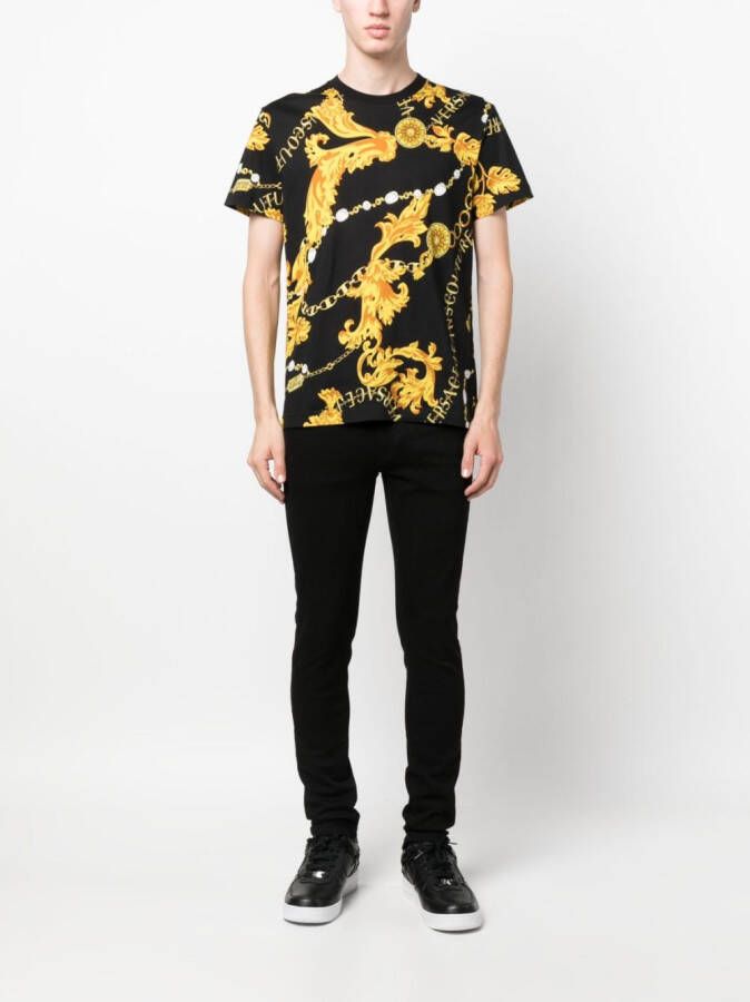 Versace Jeans Couture T-shirt met barokprint Zwart