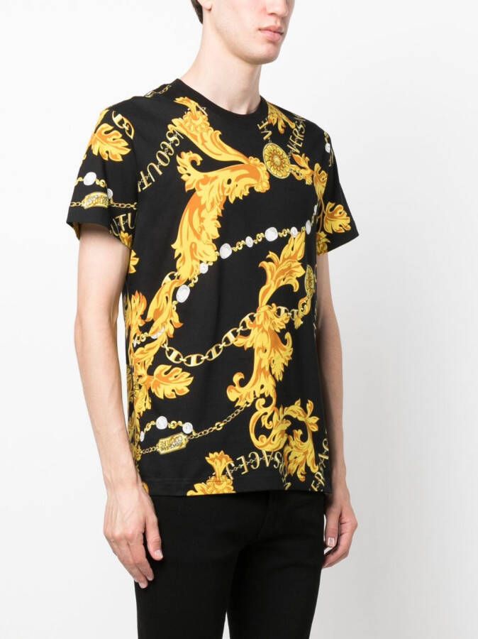 Versace Jeans Couture T-shirt met barokprint Zwart