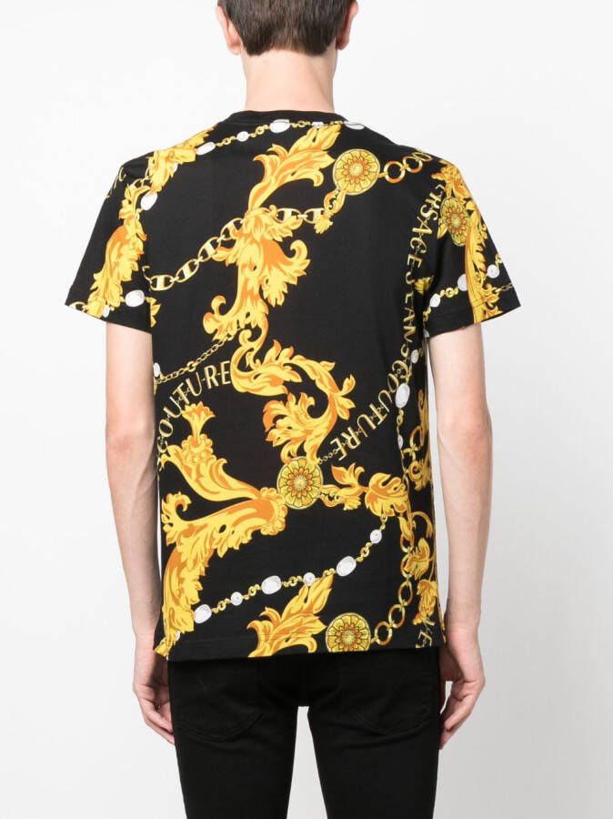 Versace Jeans Couture T-shirt met barokprint Zwart