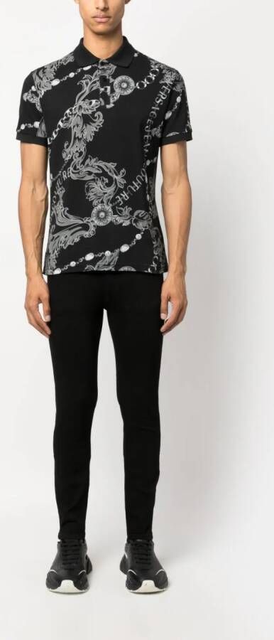 Versace Jeans Couture Poloshirt met barok patroon Zwart