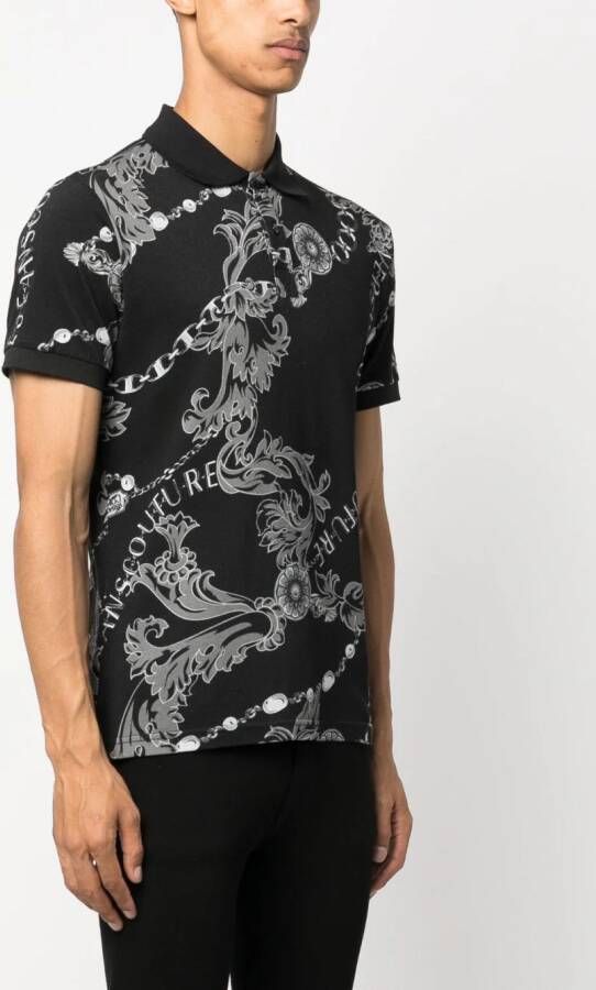 Versace Jeans Couture Poloshirt met barok patroon Zwart