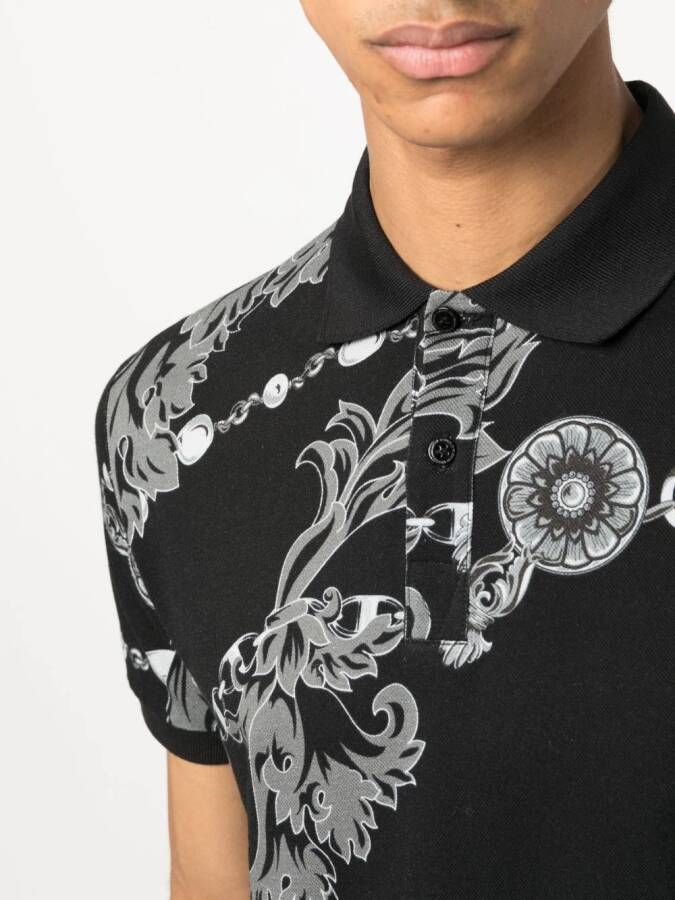 Versace Jeans Couture Poloshirt met barok patroon Zwart
