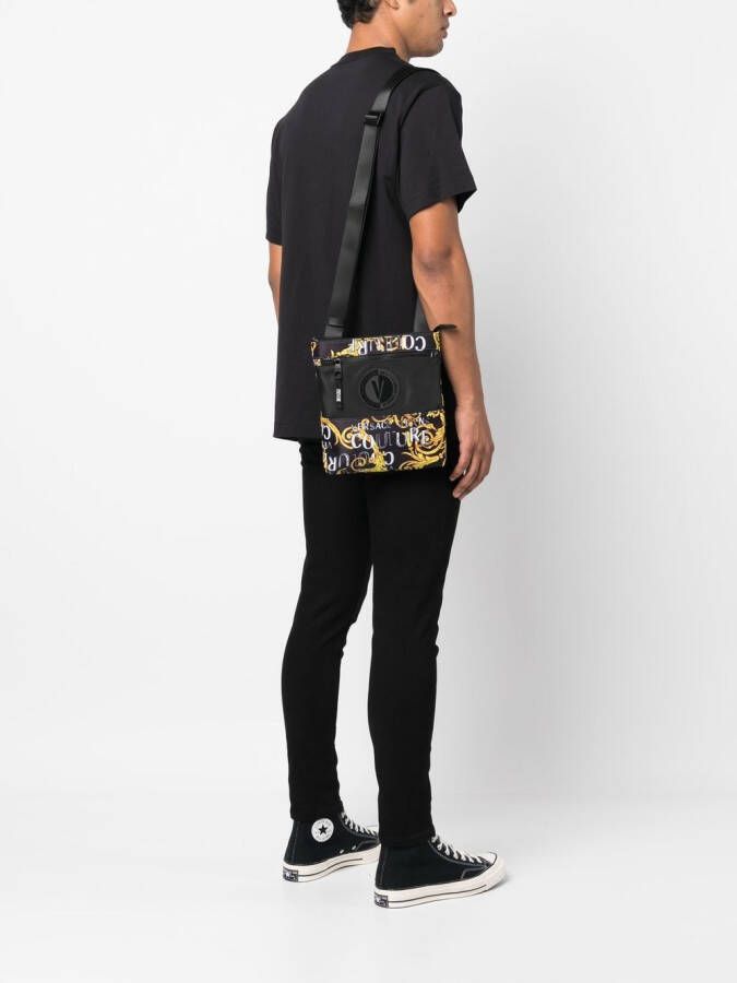 Versace Jeans Couture Schoudertas met barokprint Zwart