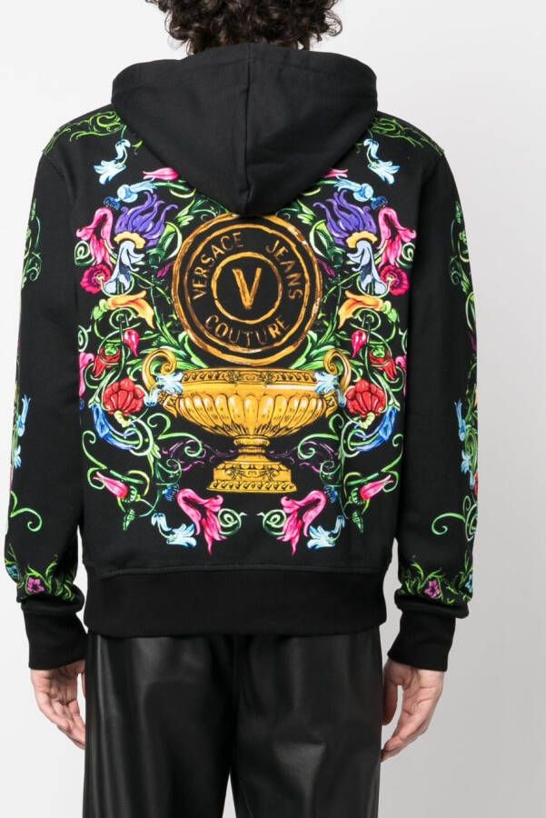 Versace Jeans Couture Hoodie met barokprint Zwart