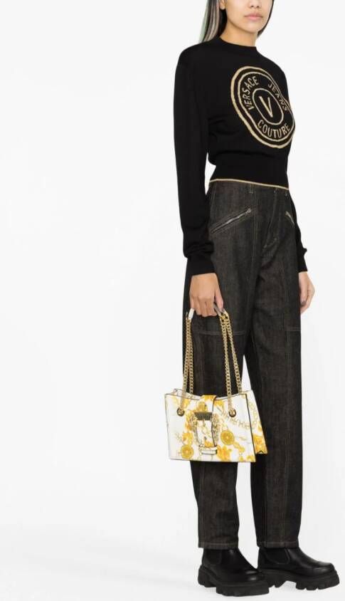 Versace Jeans Couture Schoudertas met barokprint Wit