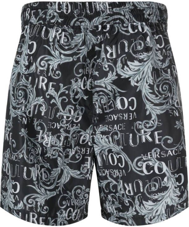 Versace Jeans Couture Shorts met barokprint Zwart