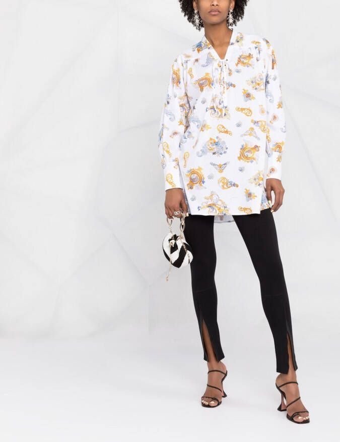 Versace Jeans Couture Blouse met barokprint Wit