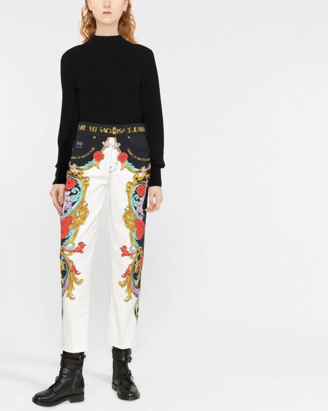 Versace Jeans Couture Broek met logoband Wit