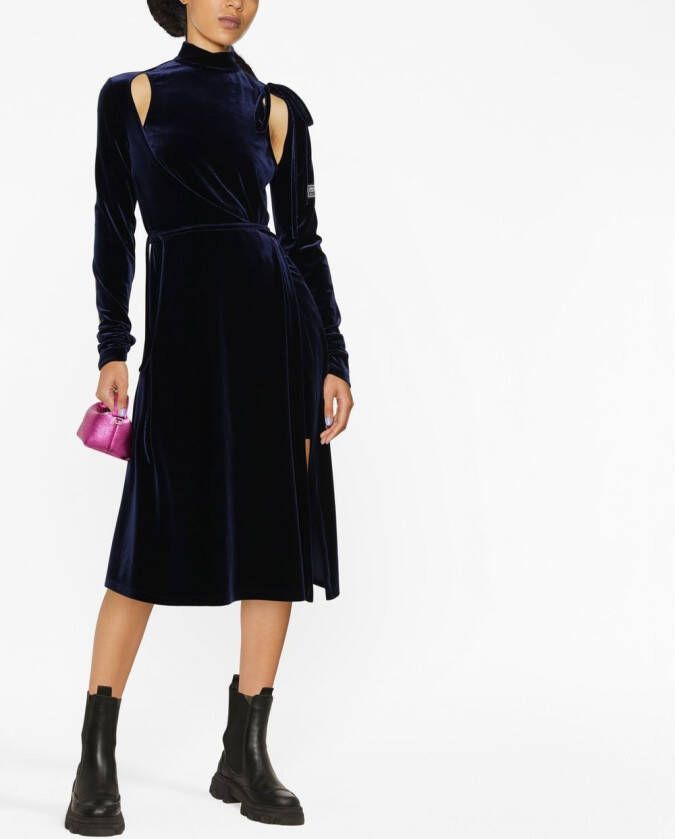 Versace Jeans Couture Fluwelen wikkeljurk Blauw