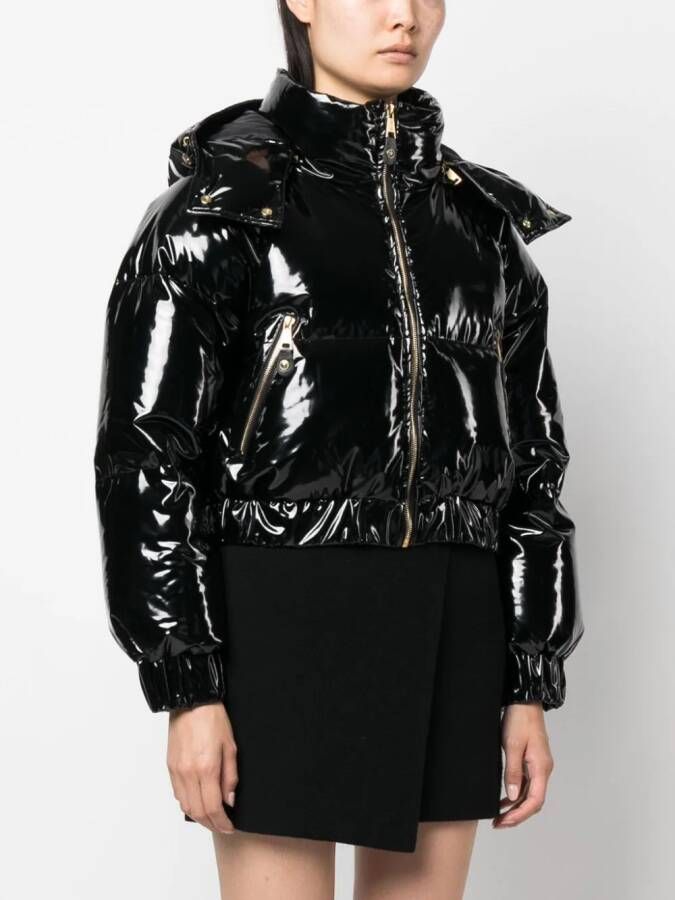 Versace Jeans Couture Donsjack met glanzende afwerking Zwart