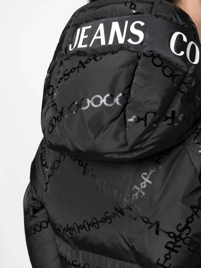 Versace Jeans Couture Donsjack met logoprint Zwart