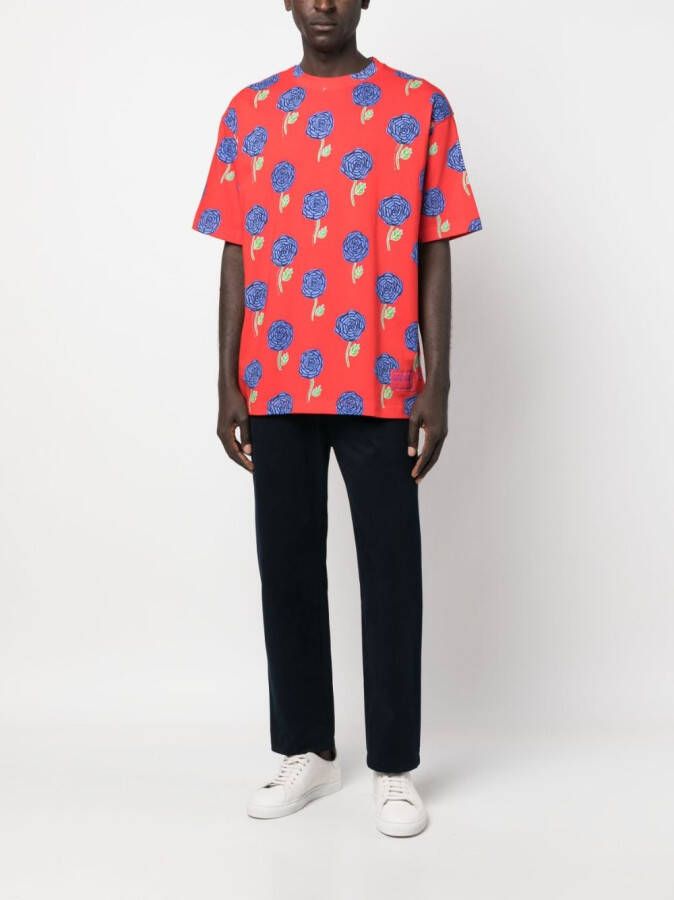 Versace Jeans Couture T-shirt met bloemenprint Rood