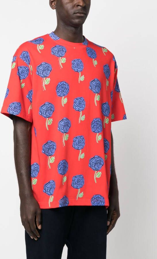 Versace Jeans Couture T-shirt met bloemenprint Rood