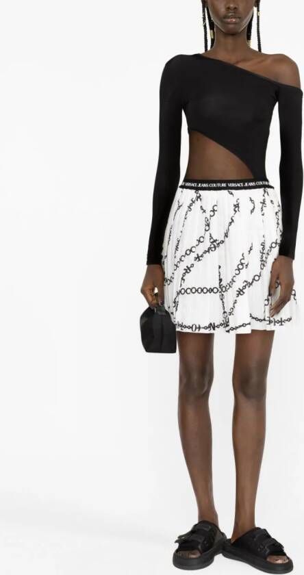 Versace Jeans Couture Geplooide mini-rok met print Wit