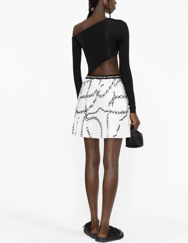 Versace Jeans Couture Geplooide mini-rok met print Wit