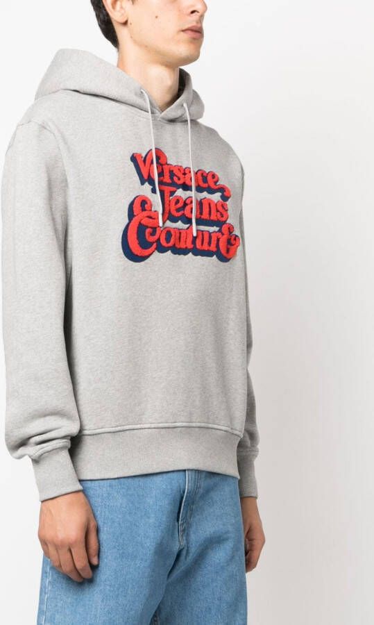 Versace Jeans Couture Hoodie met geborduurd logo Grijs