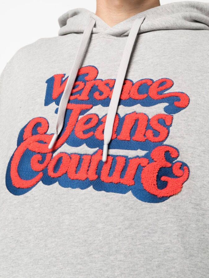 Versace Jeans Couture Hoodie met geborduurd logo Grijs