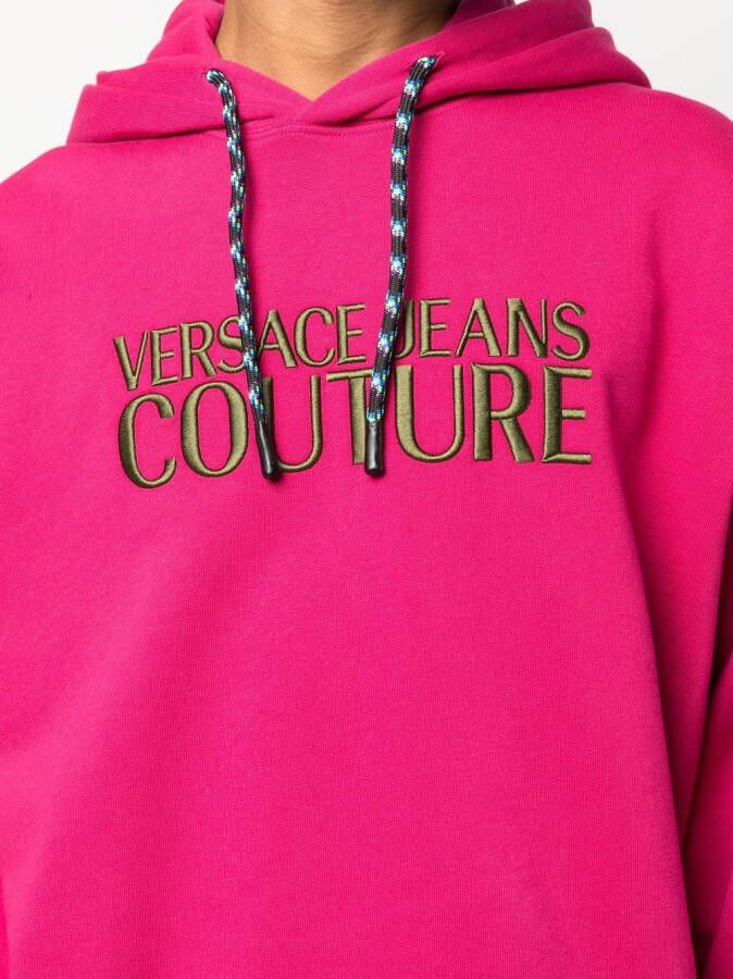 Versace Jeans Couture Hoodie met geborduurd logo Roze