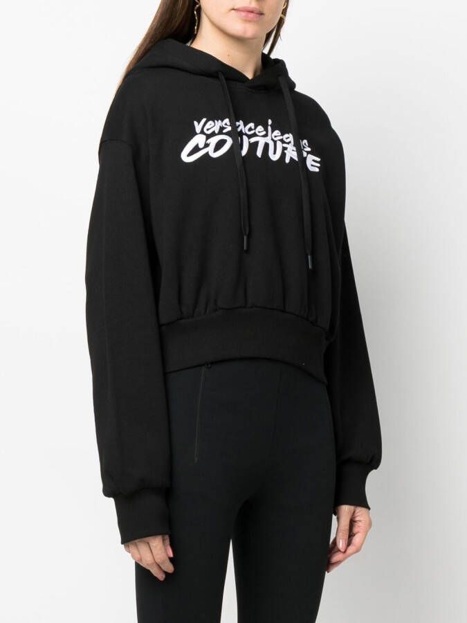 Versace Jeans Couture Hoodie met geborduurd logo Zwart
