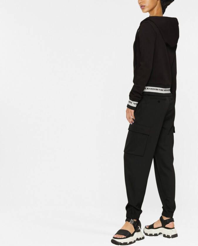 Versace Jeans Couture Hoodie met geborduurd logo Zwart