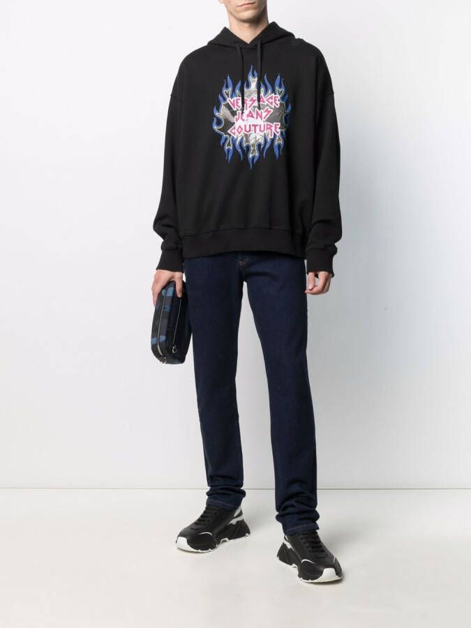 Versace Jeans Couture Hoodie met logoprint Zwart