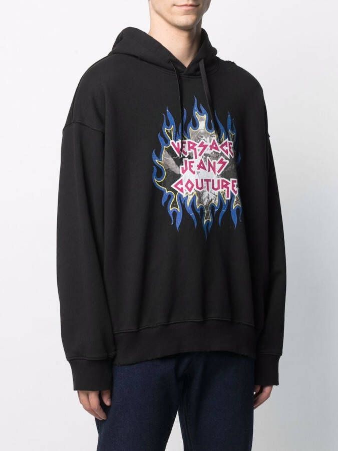 Versace Jeans Couture Hoodie met logoprint Zwart