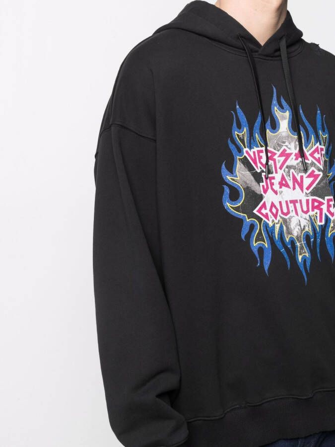 Versace Jeans Couture Hoodie met logoprint Zwart