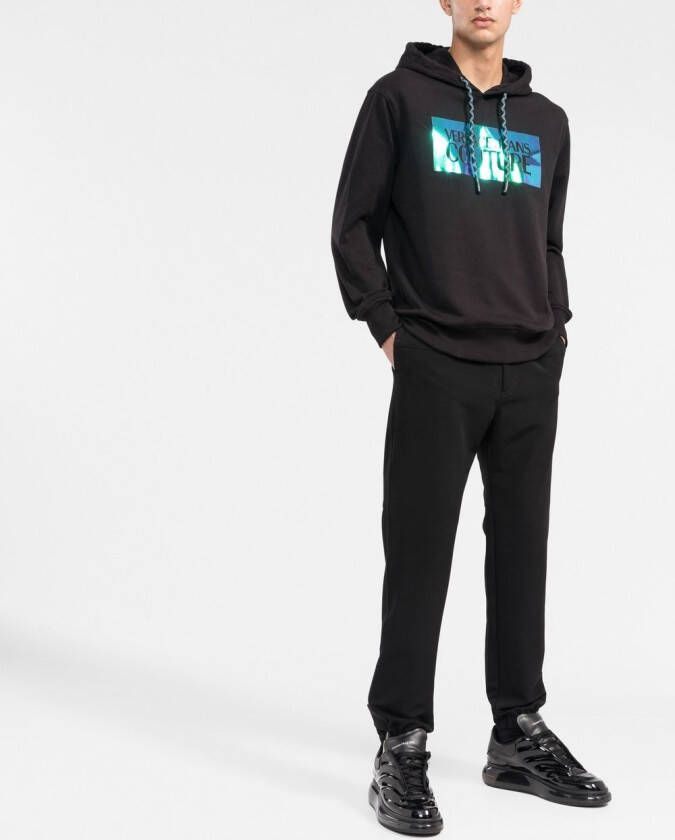 Versace Jeans Couture Hoodie met logoprint Zwart