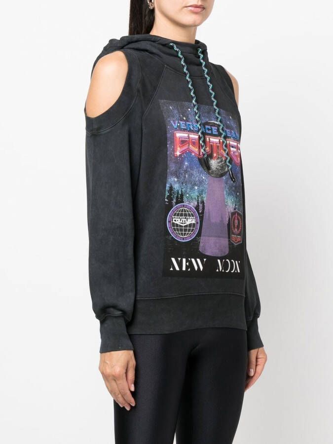 Versace Jeans Couture Hoodie met uitgesneden mouwen Grijs