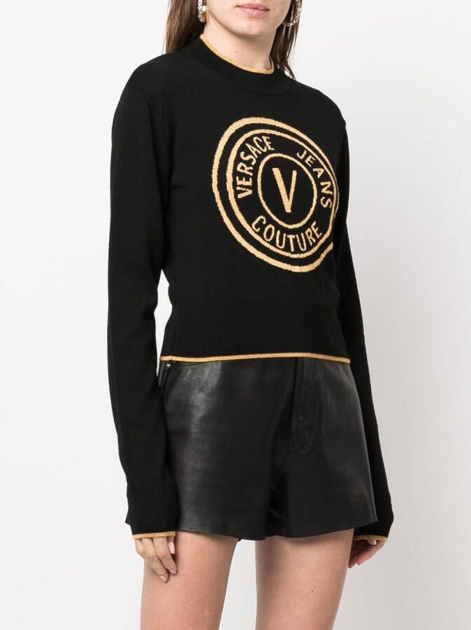 Versace Jeans Couture Intarsia trui Zwart
