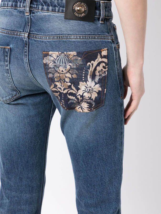 Versace Jeans Couture Jeans met bloemenprint Blauw