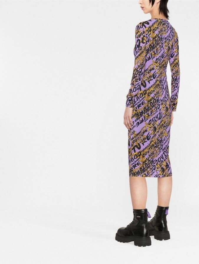 Versace Jeans Couture Jurk met barokprint Paars