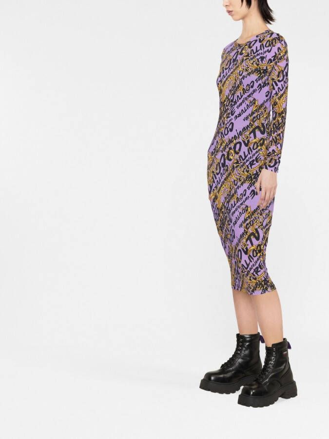 Versace Jeans Couture Jurk met barokprint Paars