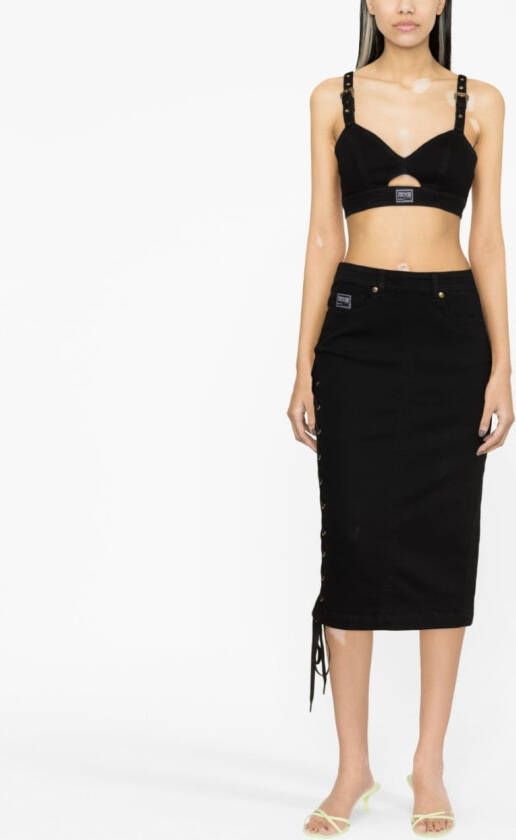 Versace Jeans Couture Kokerrok met logopatch Zwart