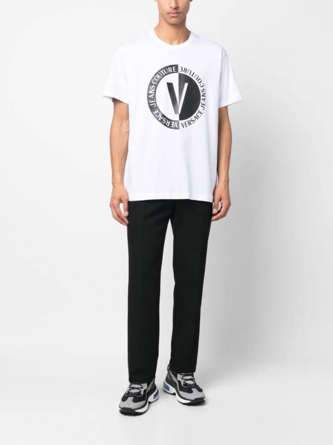 Versace Jeans Couture T-shirt met logoprint Wit