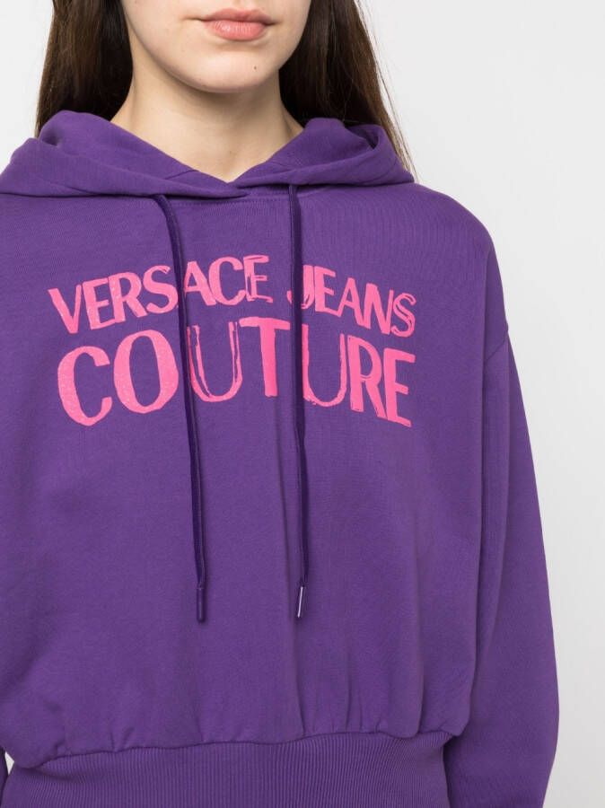 Versace Jeans Couture Cropped hoodie Paars