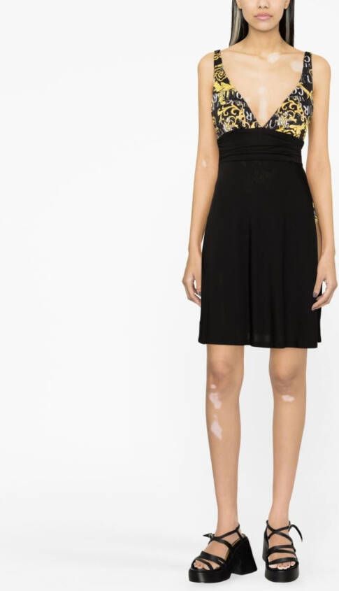 Versace Mini-jurk met logoprint Zwart