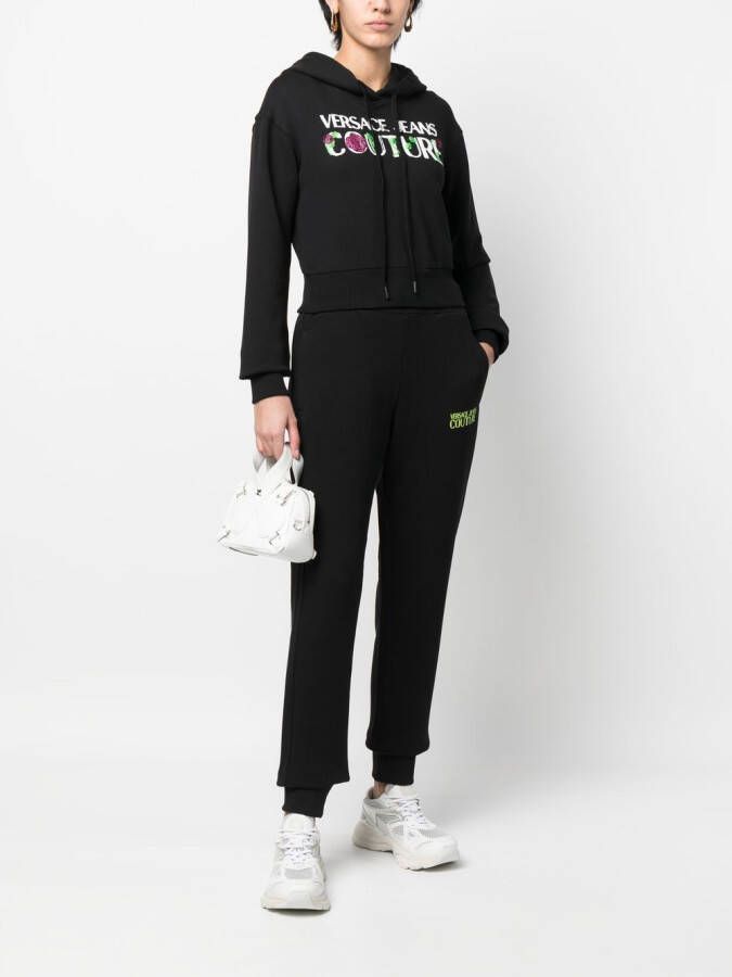Versace Jeans Couture Hoodie met logoprint Zwart