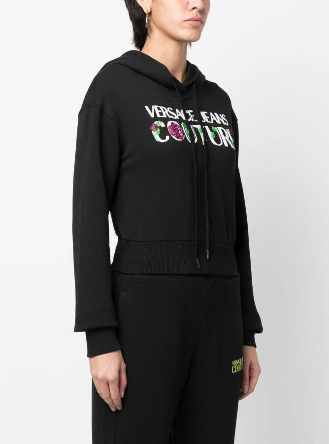 Versace Jeans Couture Hoodie met logoprint Zwart