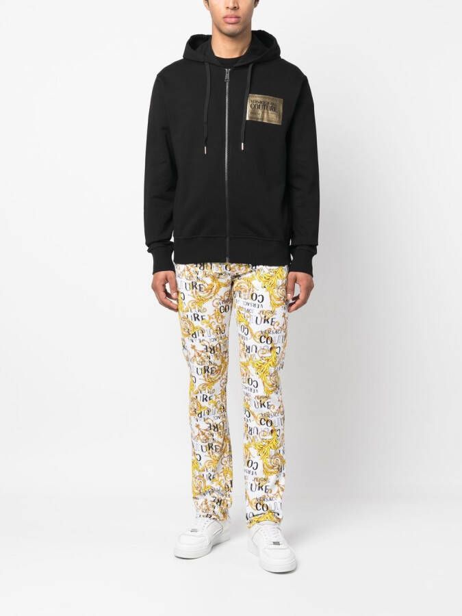 Versace Jeans Couture Hoodie met logoprint Zwart