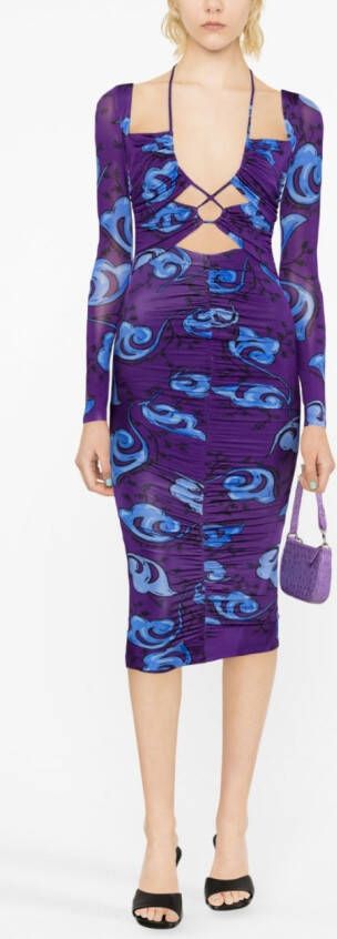 Versace Jeans Couture Midi-jurk met bloemenprint Paars