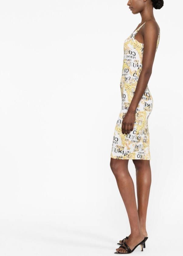 Versace Jeans Couture Midi-jurk met logoprint Wit