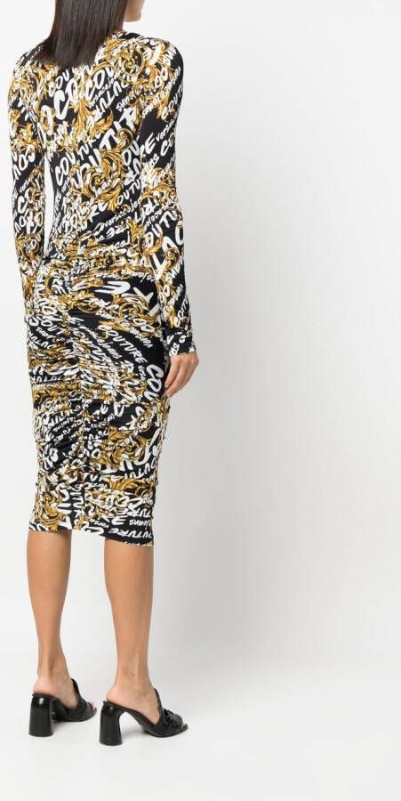 Versace Jeans Couture Midi-jurk met logoprint Zwart