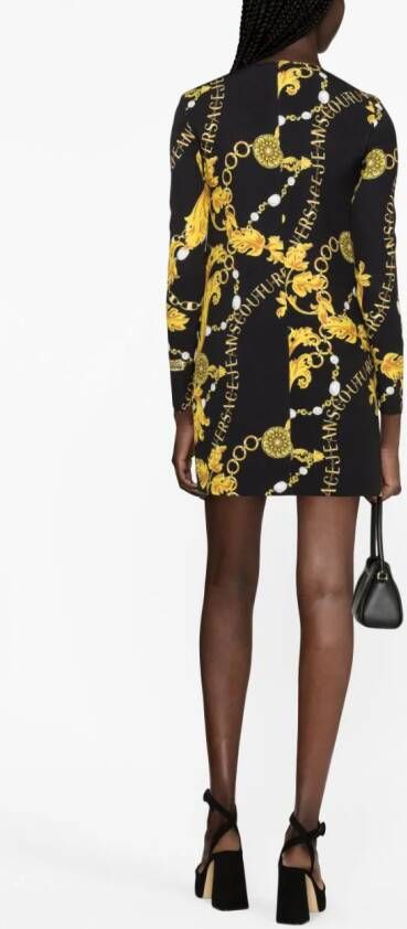 Versace Jeans Couture Mini-jurk met barokprint Zwart