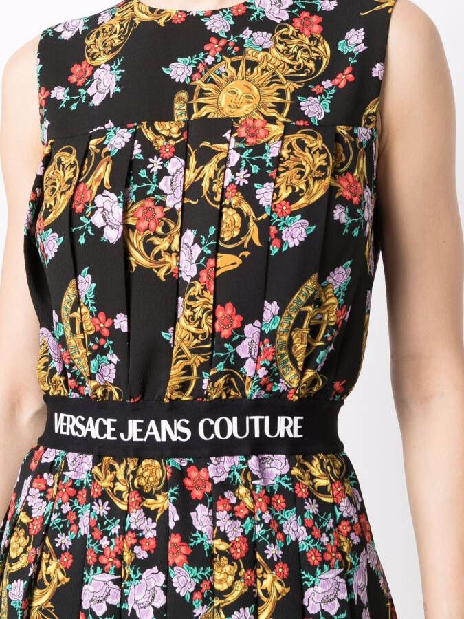 Versace Jeans Couture Mini-jurk met zonnebloemprint Zwart