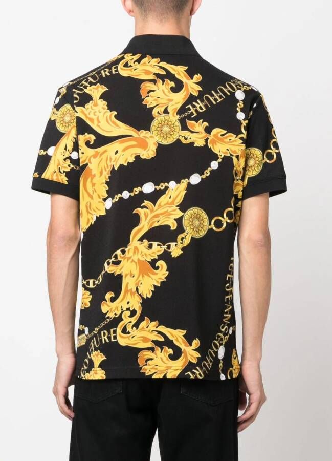 Versace Jeans Couture Poloshirt met barokpatroon Zwart