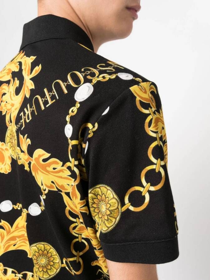 Versace Jeans Couture Poloshirt met barokpatroon Zwart